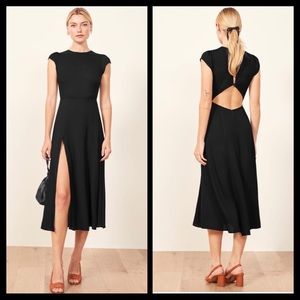 Reformation Gavin Midi Dress 8 Black